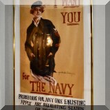 A12. Framed ”I Want You for the Navy” poster  